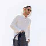 White Sands - Men's Sun Henley with Hideaway Hood