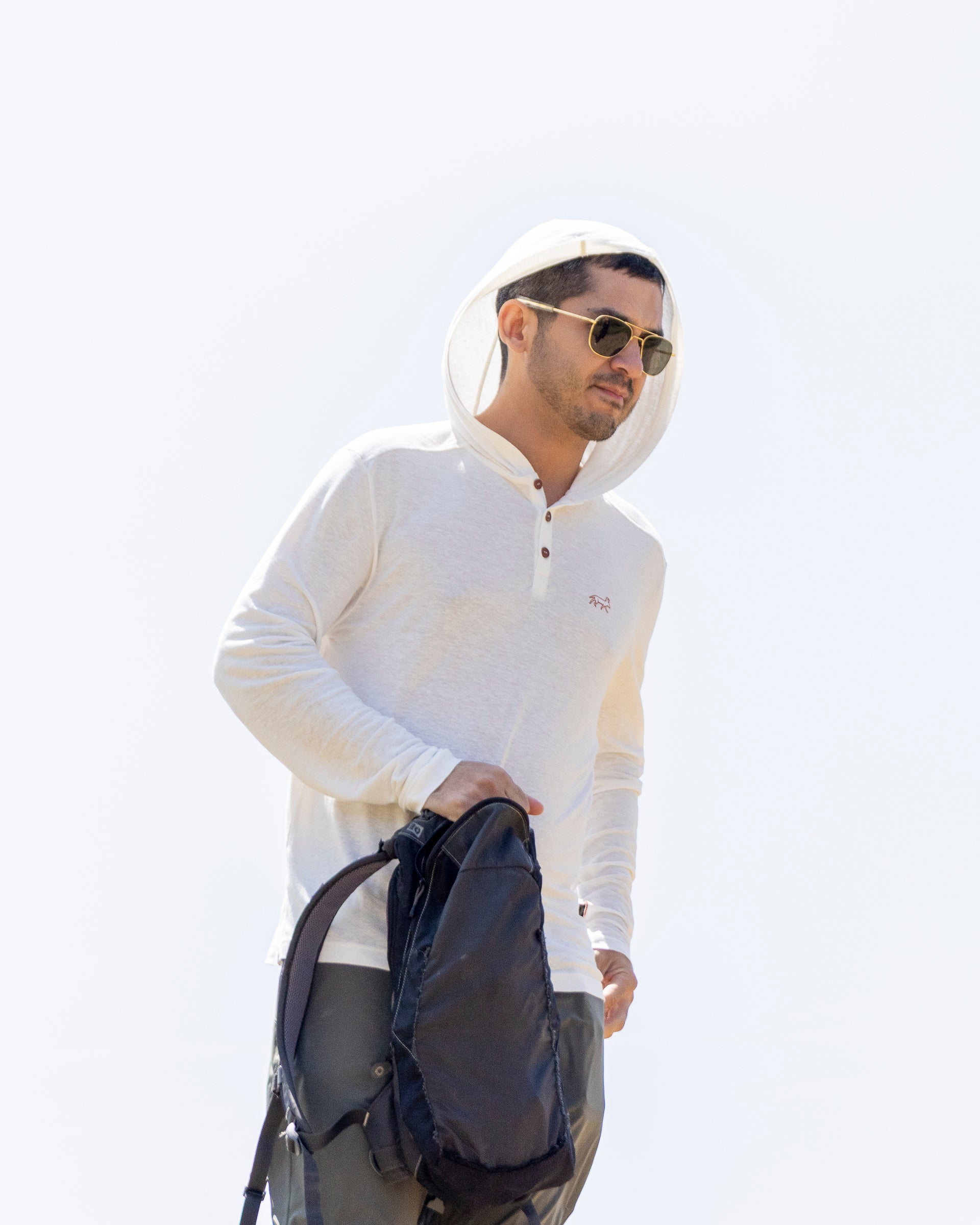 White Sands - Men's Sun Henley with Hideaway Hood