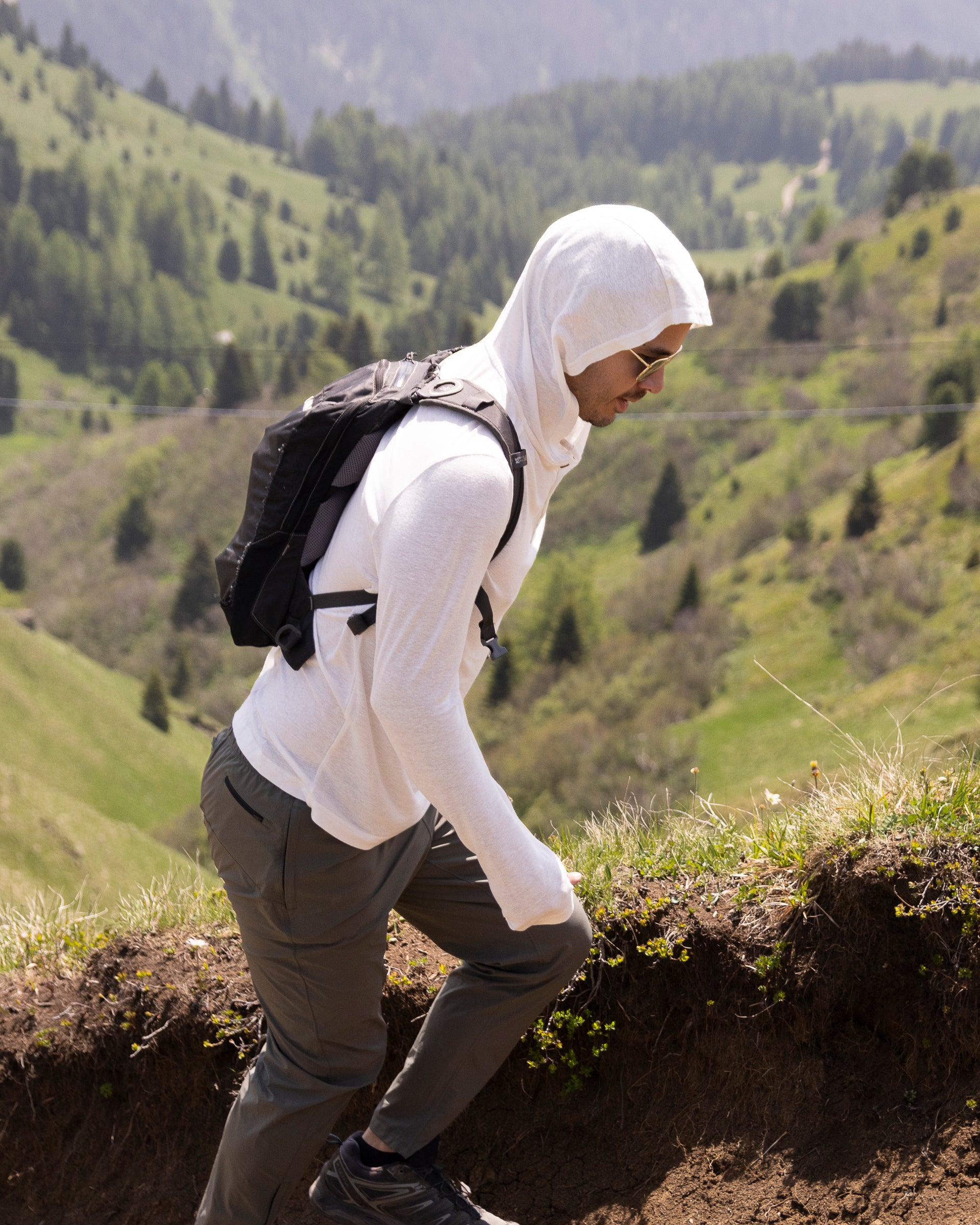 White Sands - Men's Sun Henley with Hideaway Hood