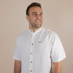 Everglades - Men's Ventilated Short Sleeve Hemp Shirt in white, studio front view