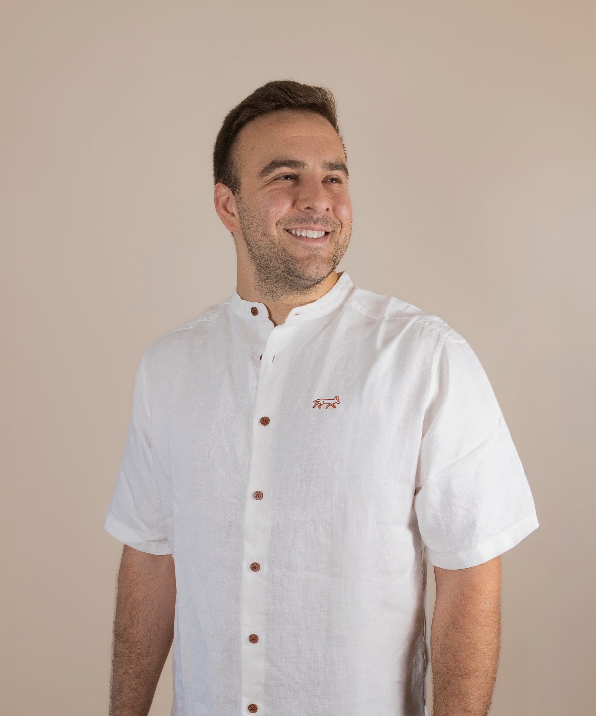 Everglades - Men's Ventilated Short Sleeve Hemp Shirt in white, studio front view