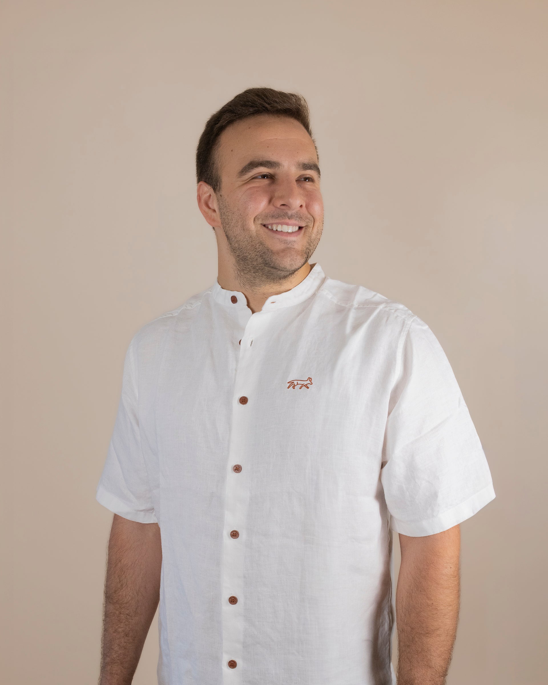 Everglades - Men's Ventilated Short Sleeve Hemp Shirt in white, studio front view