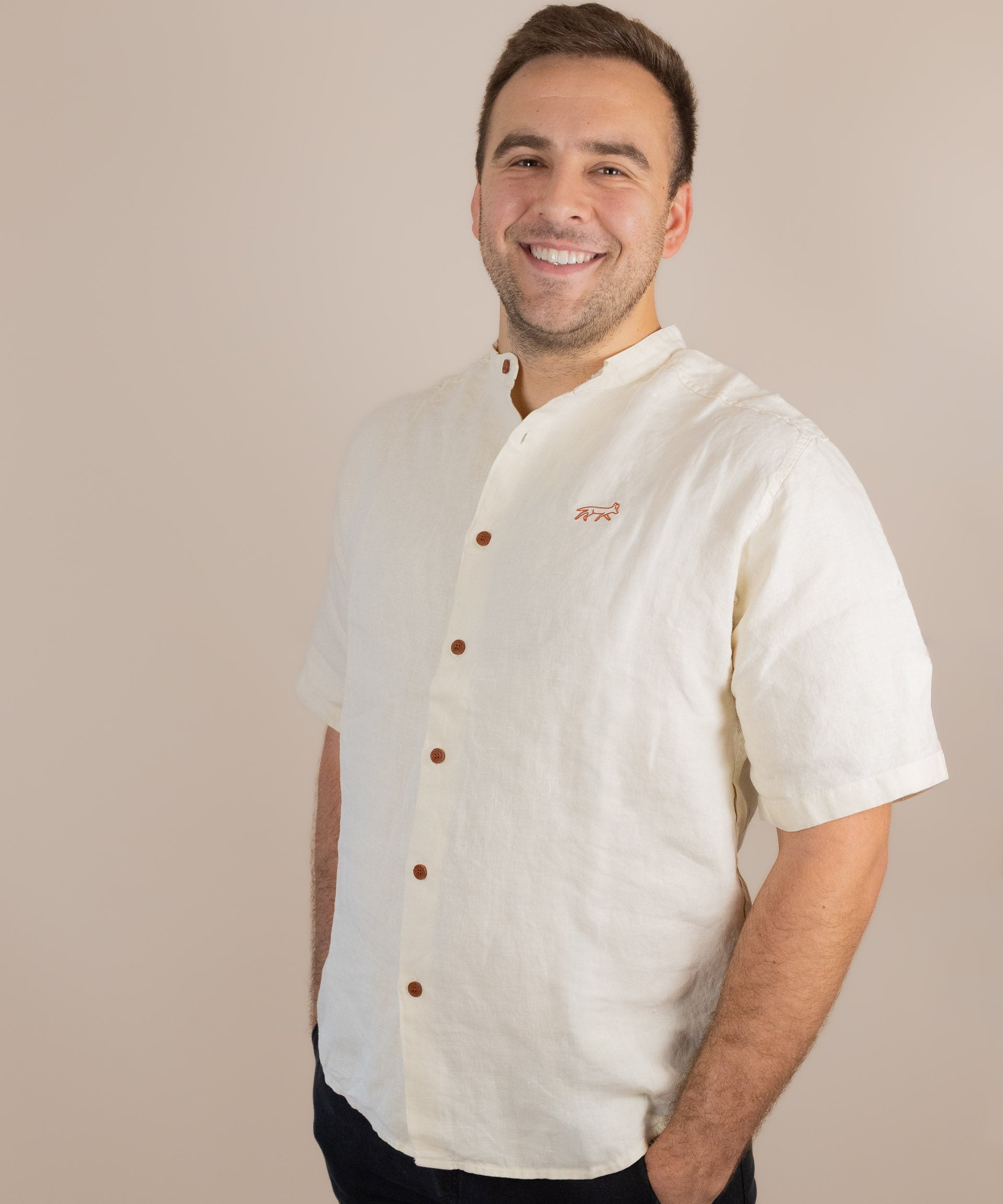 Everglades - Men's Short-Sleeve Shirt in Chamisa (Tan) (front view)