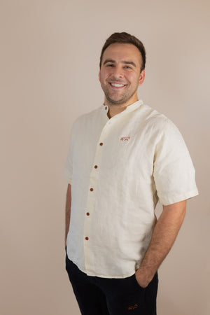 Everglades - Men's Short-Sleeve Shirt in Chamisa (Tan) (front view)