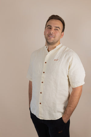 Everglades - Men's Short-Sleeve Shirt in Chamisa (Tan) (front view)