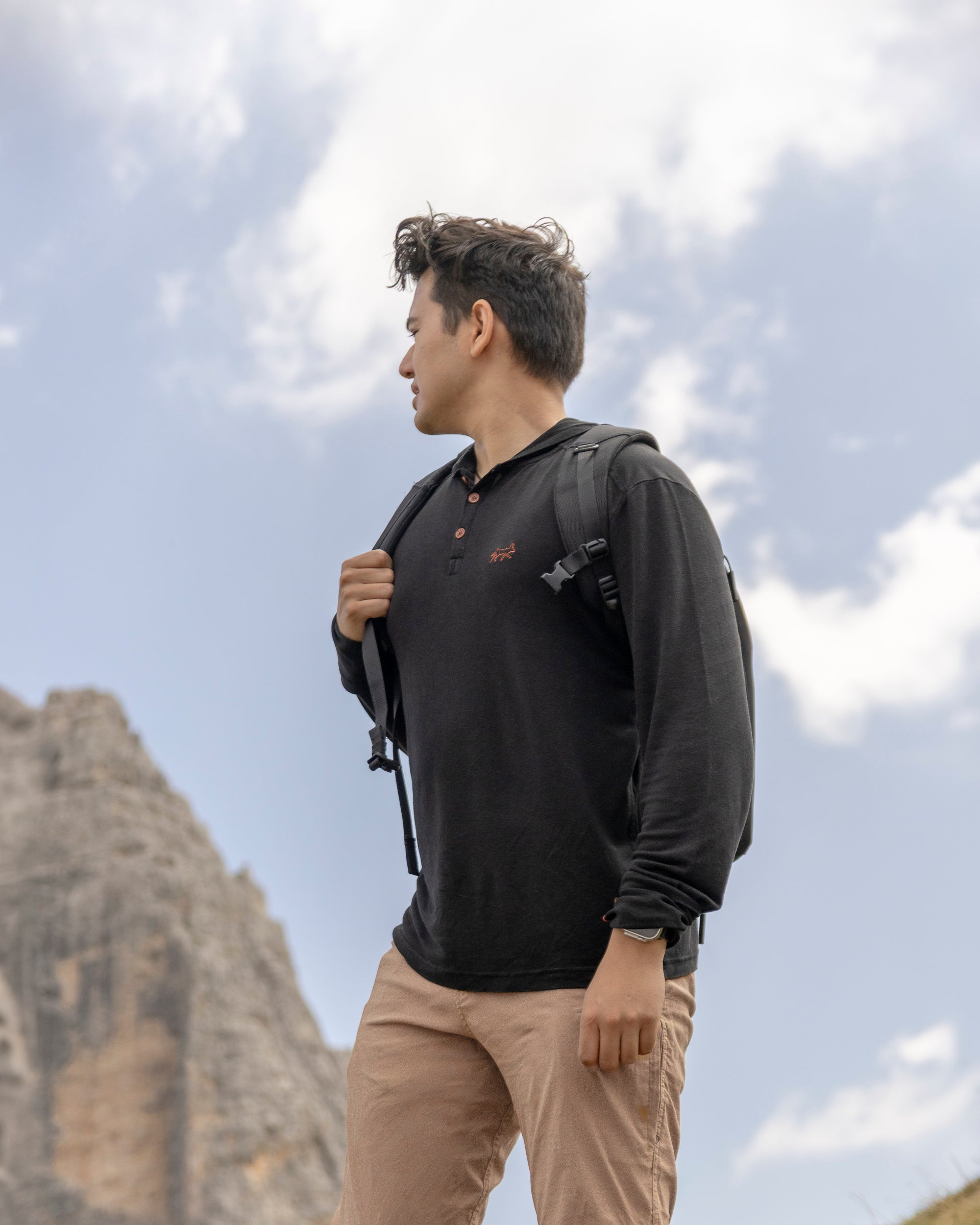 White Sands - Men's Sun Henley with Hideaway Hood