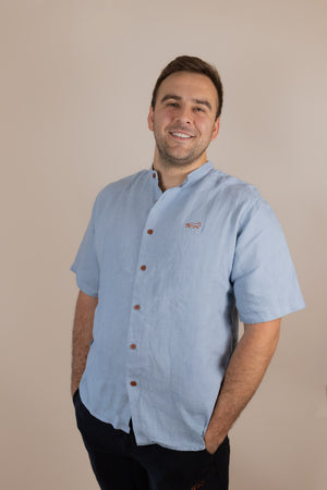 Everglades - Men's Short-Sleeve Shirt in Blue Sage (Light Blue) (front view)