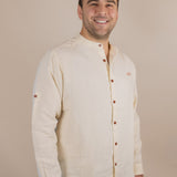 Canyonlands - Men’s Long-Sleeve Ventilated Hemp Shirt in Chamisa (Tan)
