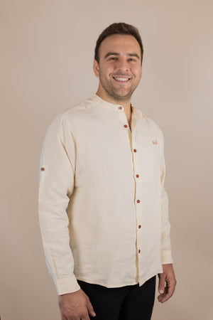 Canyonlands - Men’s Long-Sleeve Ventilated Hemp Shirt in Chamisa (Tan)