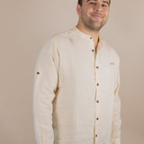 Canyonlands - Men’s Long-Sleeve Ventilated Hemp Shirt in Chamisa (Tan) (front view)