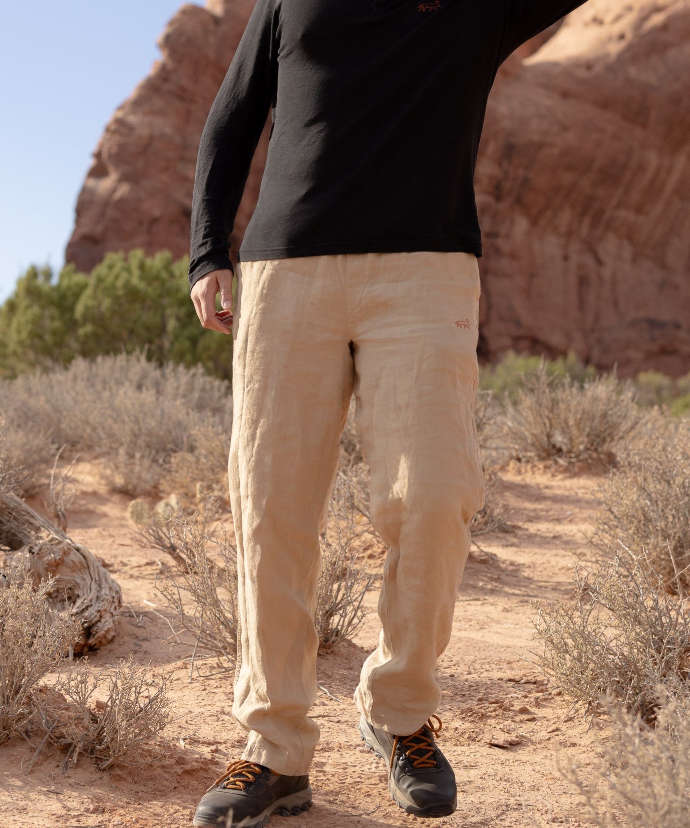 Joshua Tree - Men's Breathable Hemp Trail Pants in Sandstone (Tan)
