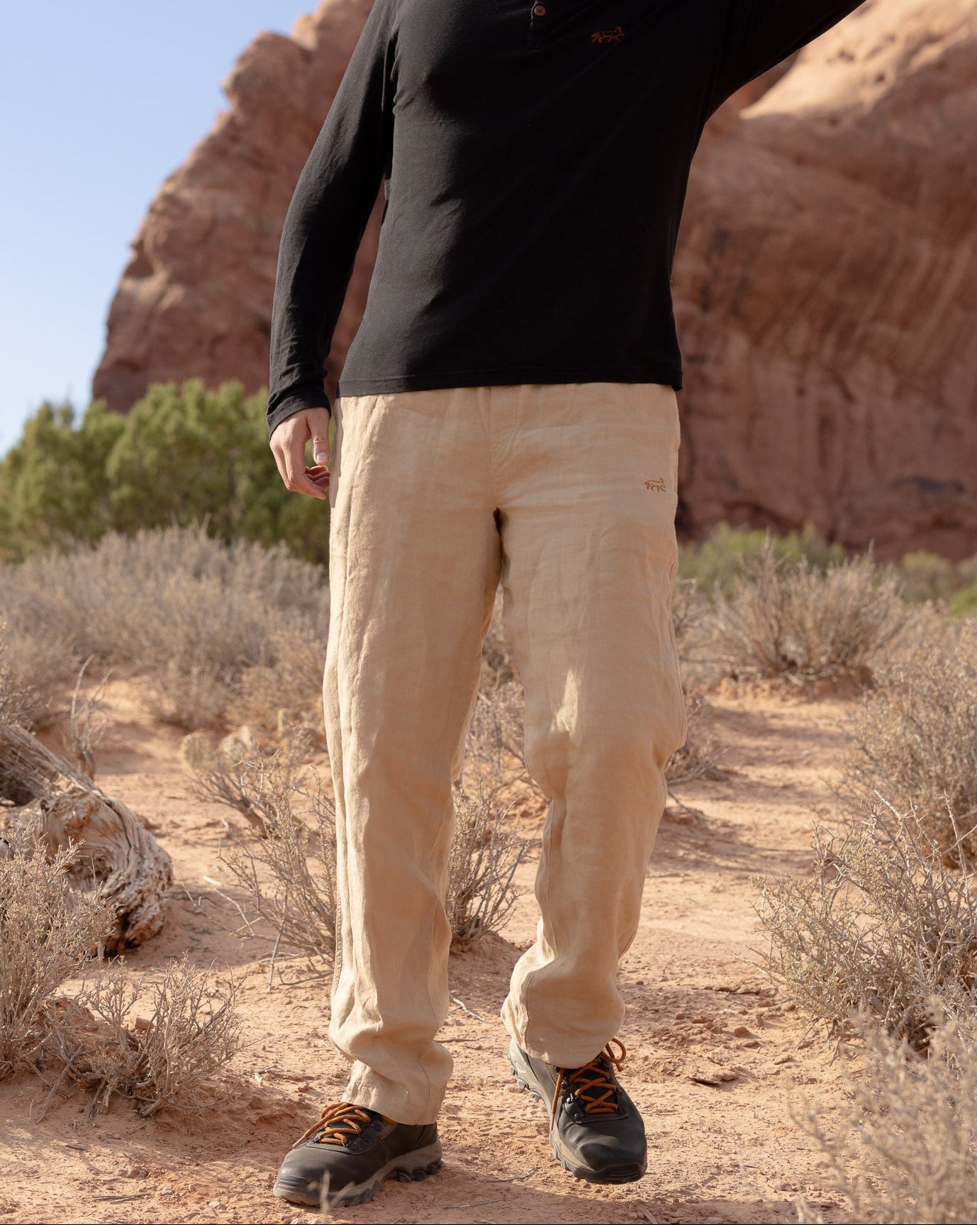Joshua Tree - Men's Breathable Hemp Trail Pants in Sandstone (Tan)