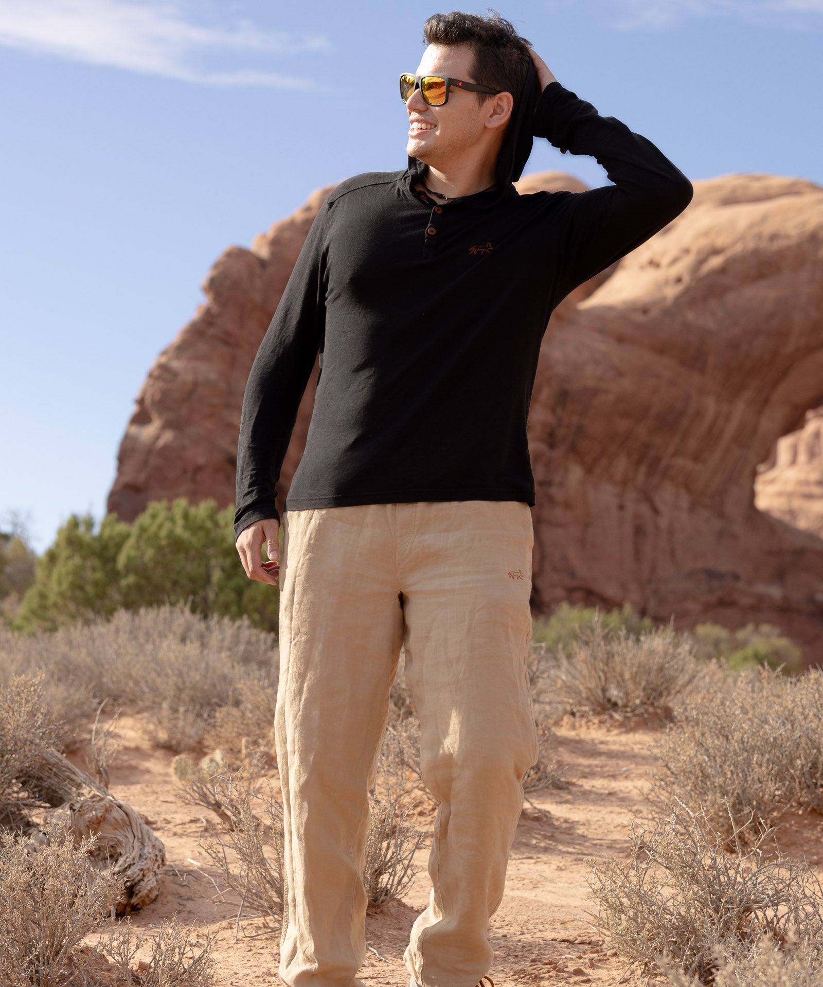 Joshua Tree - Men's Breathable Hemp Trail Pants in Sandstone (Tan)