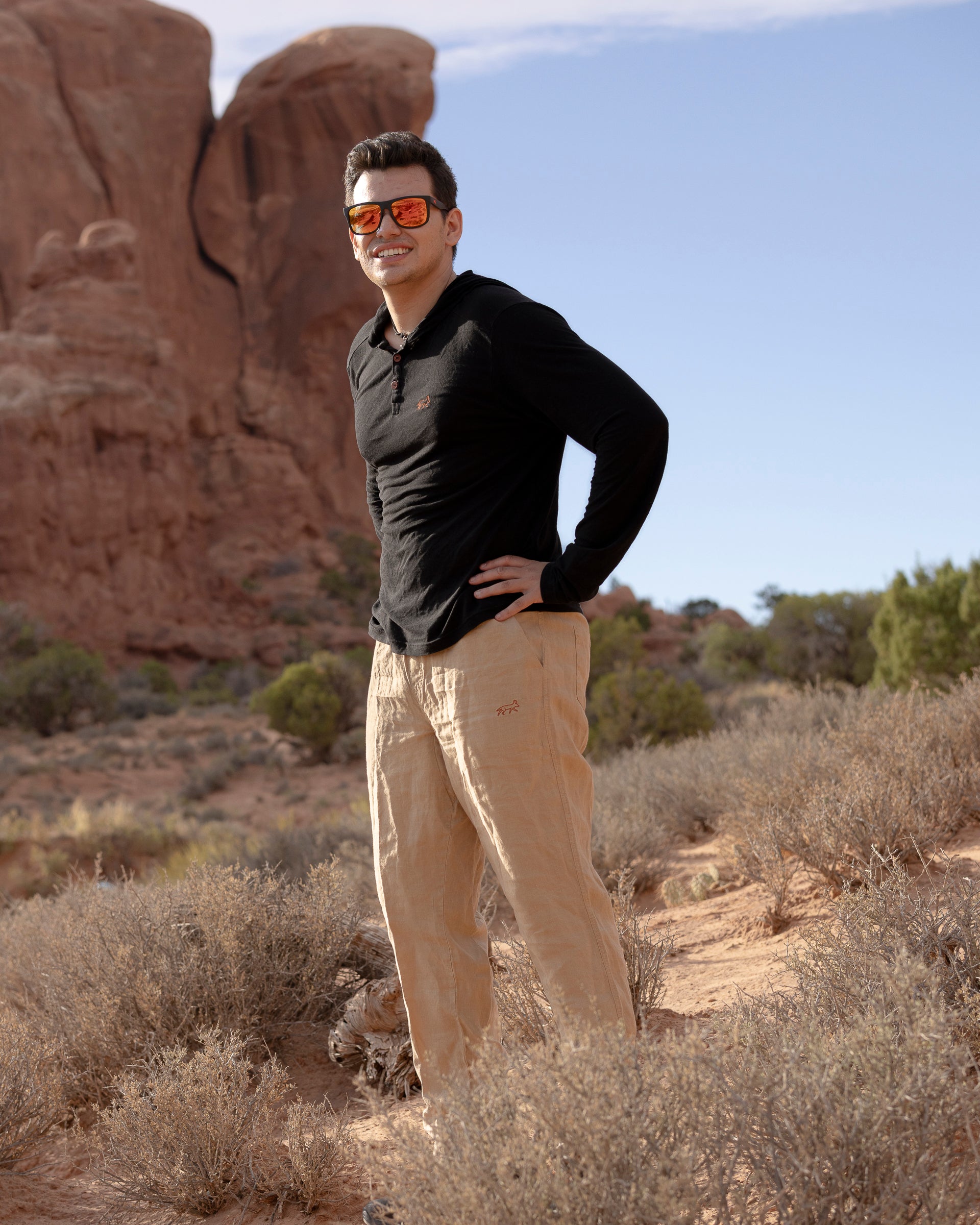 White Sands - Men's Sun Henley with Hideaway Hood
