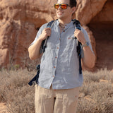 Joshua Tree - Men's Breathable Hemp Trail Pants in Sandstone (Tan) (front view)