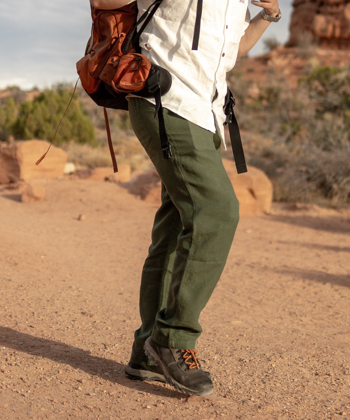 Joshua Tree - Men's Breathable Hemp Trail Pants in Olivine (Green)