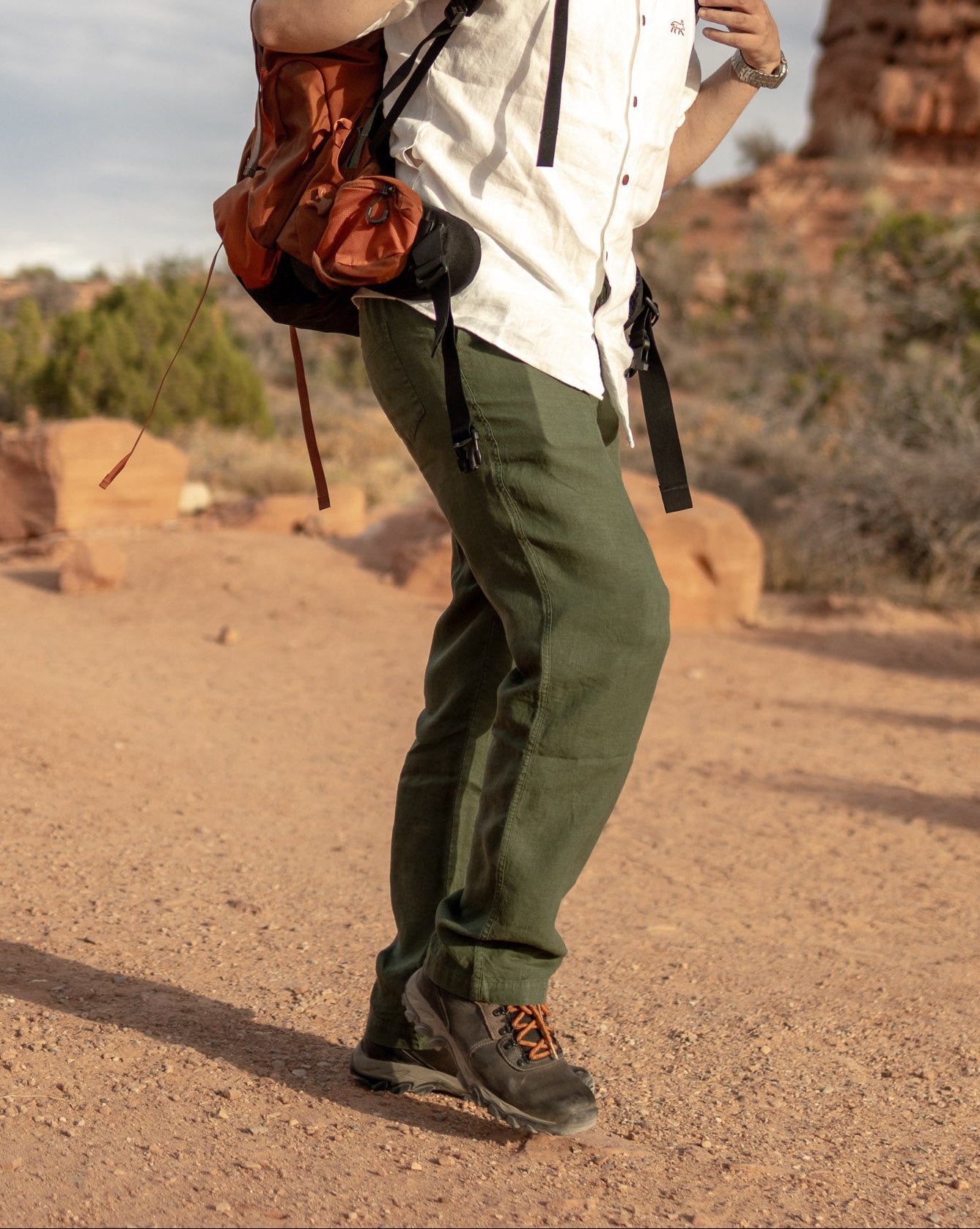 Joshua Tree - Men's Breathable Hemp Trail Pants in Olivine (Green)