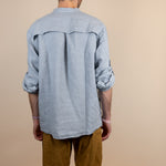 Canyonlands - Men’s Long-Sleeve Ventilated Hemp Shirt in Blue Sage (Light Blue) (back view)