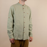 Canyonlands - Men’s Long-Sleeve Ventilated Hemp Shirt in Agave (Light Green) (front view)