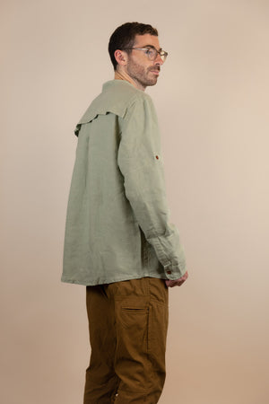 Canyonlands - Men’s Long-Sleeve Ventilated Hemp Shirt in Agave (Light Green) (side view)