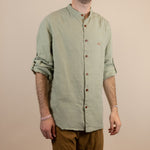 Canyonlands - Men’s Long-Sleeve Ventilated Hemp Shirt in Agave (Light Green) (front view)