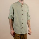 Canyonlands - Men’s Long-Sleeve Ventilated Hemp Shirt in Agave (Light Green) (front view)
