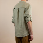 Canyonlands - Men’s Long-Sleeve Ventilated Hemp Shirt in Agave (Light Green) (back view)