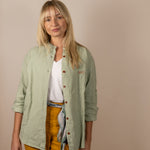 Canyonlands - Women’s Long-Sleeve Ventilated Hemp Shirt in Agave (Light Green) (front view)