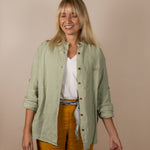 Canyonlands - Women’s Long-Sleeve Ventilated Hemp Shirt in Agave (Light Green) (front view)
