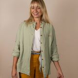 Canyonlands - Women’s Long-Sleeve Ventilated Hemp Shirt in Agave (Light Green) (front view)