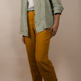 Joshua Tree - Women's Breathable Hemp Trail Pants in Orpiment (Turmeric) (front view)
