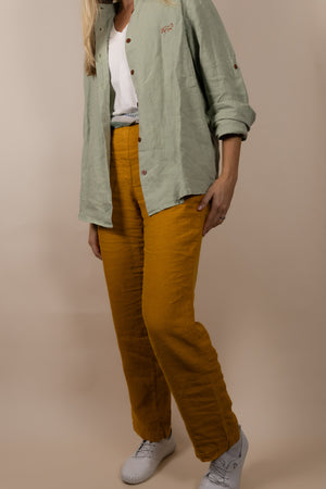 Joshua Tree - Women's Breathable Hemp Trail Pants in Orpiment (Turmeric) (front view)
