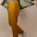 Joshua Tree - Women's Breathable Hemp Trail Pants in Orpiment (Turmeric) (side view)