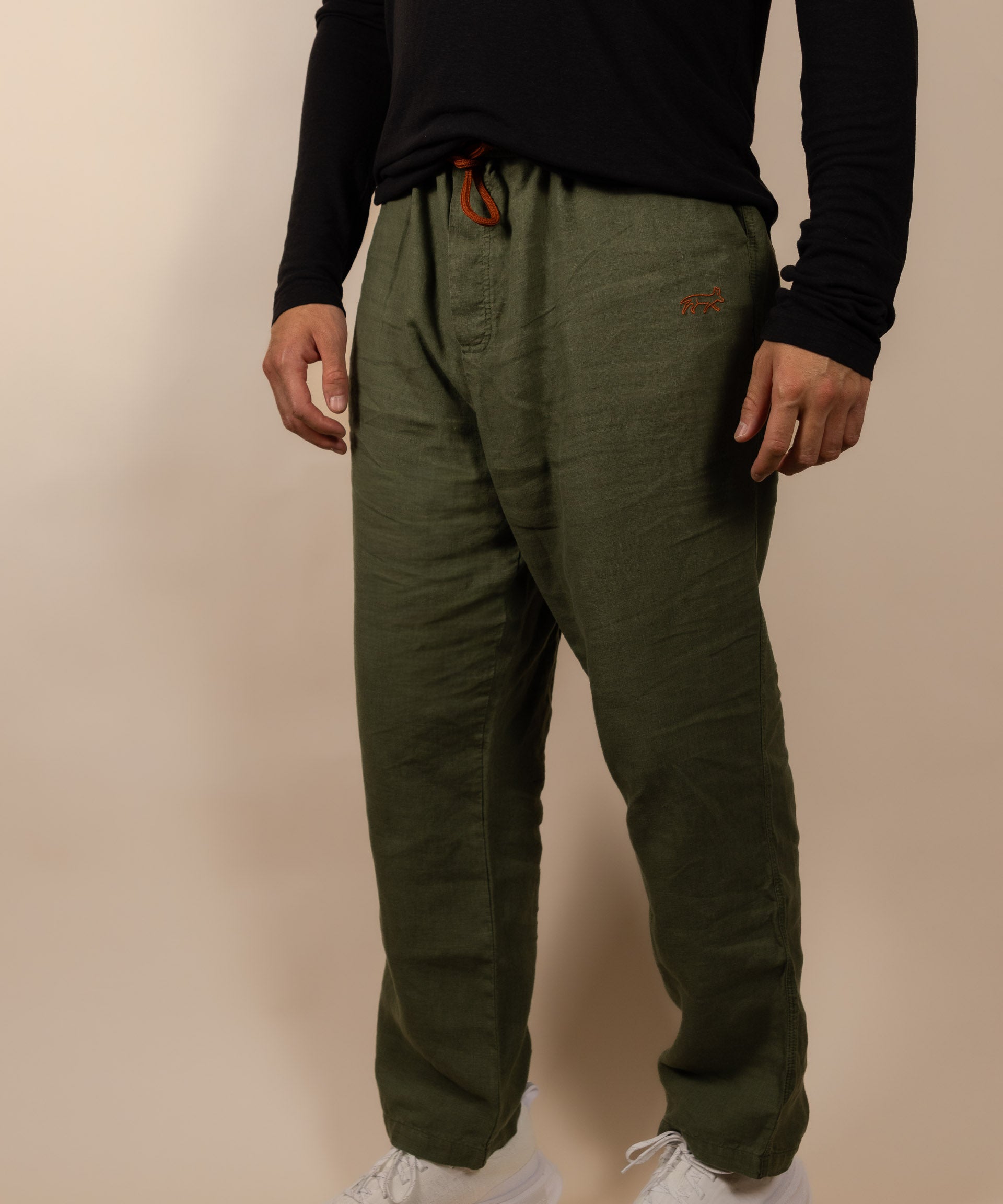 Joshua Tree - Men's Breathable Hemp Trail Pants in Olivine (Green) (front view)
