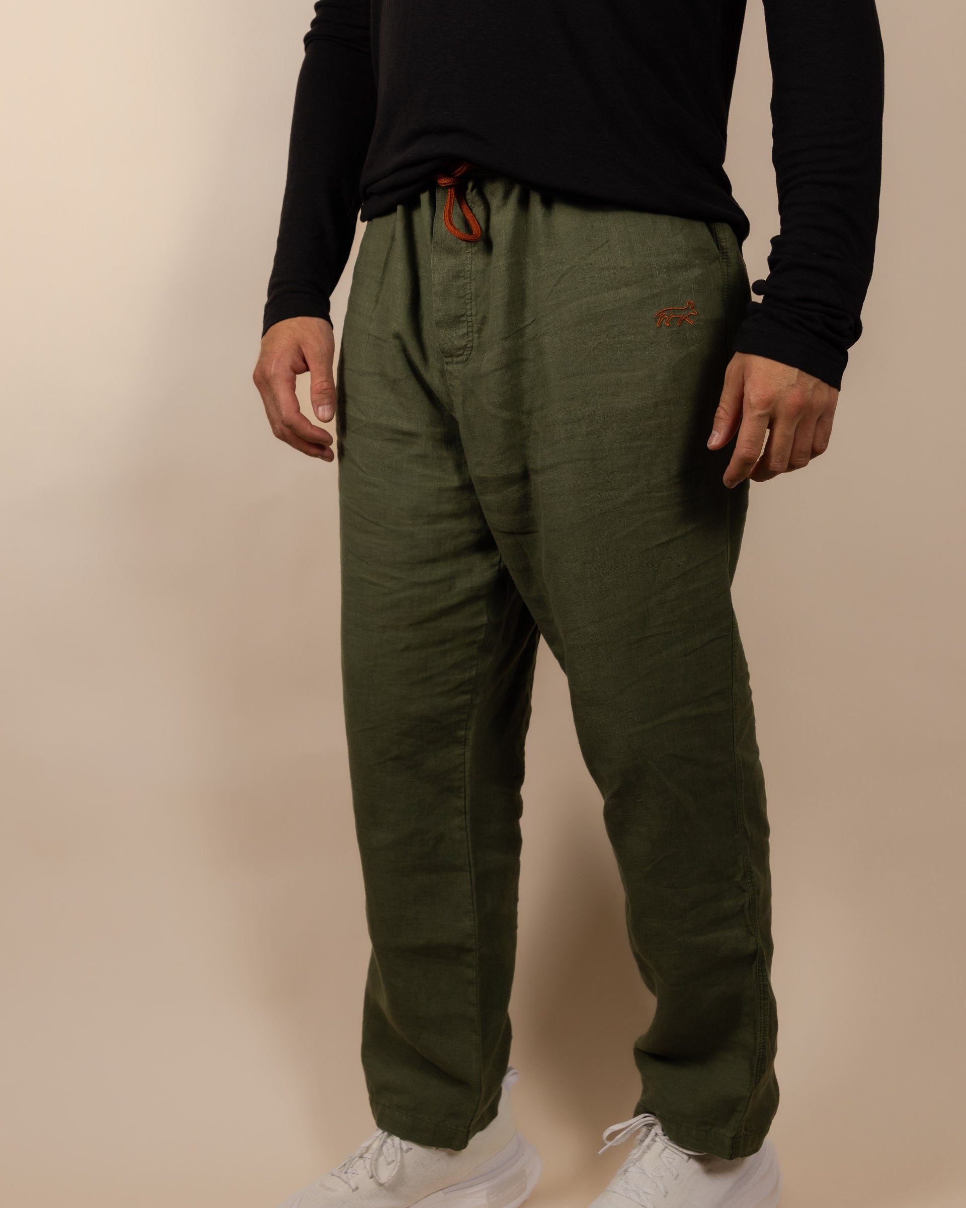Joshua Tree - Men's Breathable Hemp Trail Pants in Olivine (Green) (front view)