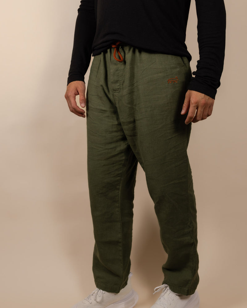 Joshua Tree - Men's Breathable Hemp Trail Pants in Olivine (Green) (front view)
