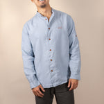 Canyonlands - Men’s Long-Sleeve Ventilated Hemp Shirt in Blue Sage (Light Blue) (front view)