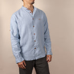 Canyonlands - Men’s Long-Sleeve Ventilated Hemp Shirt in Blue Sage (Light Blue) (front view)