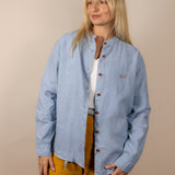 Canyonlands - Women’s Long-Sleeve Ventilated Hemp Shirt in Blue Sage (Light Blue) (front view)