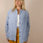 Canyonlands - Women’s Long-Sleeve Ventilated Hemp Shirt in Blue Sage (Light Blue) (front view)
