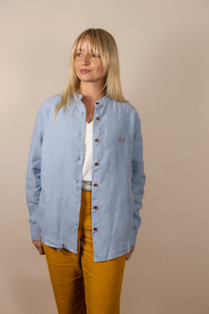 Canyonlands - Women’s Long-Sleeve Ventilated Hemp Shirt in Blue Sage (Light Blue) (front view)
