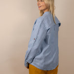 Canyonlands - Women’s Long-Sleeve Ventilated Hemp Shirt in Blue Sage (Light Blue) (back view)