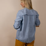 Canyonlands - Women’s Long-Sleeve Ventilated Hemp Shirt in Blue Sage (Light Blue) (back view)