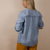 Canyonlands - Women’s Long-Sleeve Ventilated Hemp Shirt in Blue Sage (Light Blue) (back view)