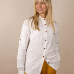 Canyonlands - Women’s Long-Sleeve Ventilated Hemp Shirt in Desert Willow (White) (front view)