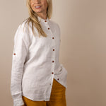 Canyonlands - Women’s Long-Sleeve Ventilated Hemp Shirt in Desert Willow (White) (front view)