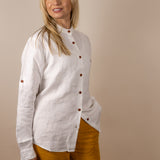 Canyonlands - Women’s Long-Sleeve Ventilated Hemp Shirt in Desert Willow (White) (front view)