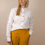 Canyonlands - Women’s Long-Sleeve Ventilated Hemp Shirt in Desert Willow (White) (front view)