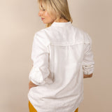 Canyonlands - Women’s Long-Sleeve Ventilated Hemp Shirt in Desert Willow (White) (back view)