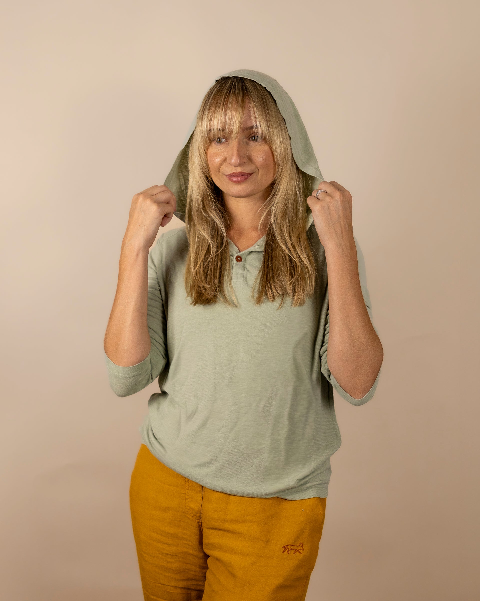 White Sands - Women's Sun Henley with Hideaway Hood